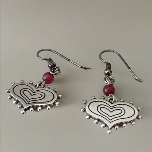 Brighton Silver and Green Heart Earrings - Picture 3 of 5